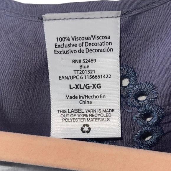 TIME AND TRU Blue Embroidered Kimono/Cover Up L/XL NWOT - Picture 6 of 9